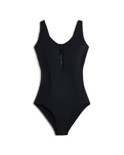 Black Active Zip Swimsuit