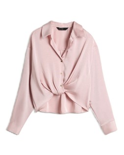 Pink Airflow Satin Knot Front Shirt