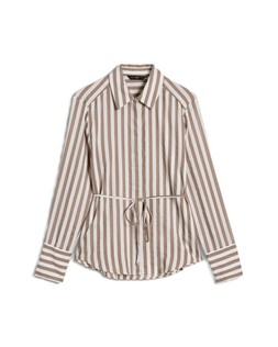 Neutral Textured Stripe Tie Back Shirt