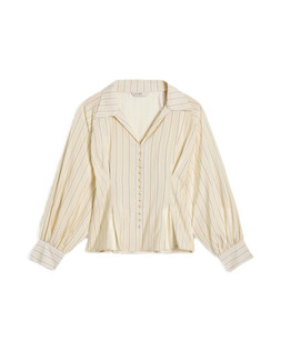 Neutral Button Through Stripe Blouse