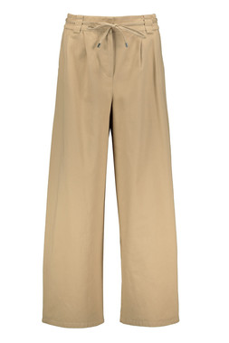 Brown Beige Cotton Wide Leg Trouser