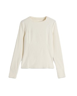 Cream Ribbed LS Tee