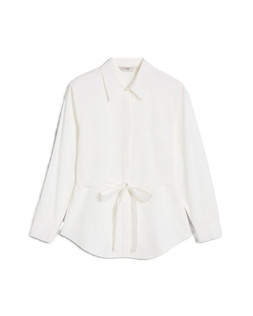 White Tie Waist Shoulder Pad Shirt