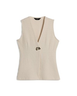 Cream Boucle Gold Clasp Waistcoat