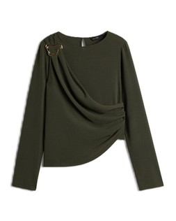 Khaki Gold Trim Jazz Blouse