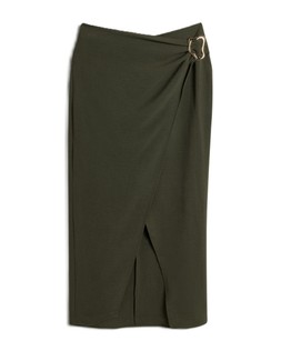 Khaki Gold Trim Wrap Skirt