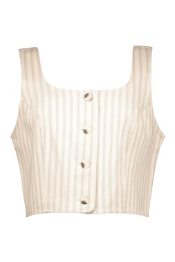 Neutral Stripe Crop Waistcoat