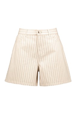 Neutral Tan Stripe Denim Short