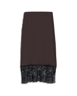 Chocolate Satin Lace Mix Skirt