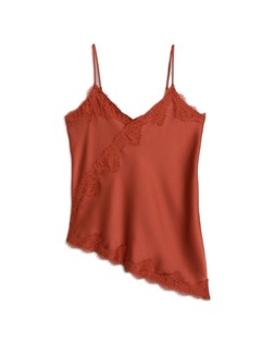 Orange Satin Lace Trim Cami