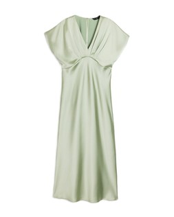 Green Occasion V Neck Satin Dress
