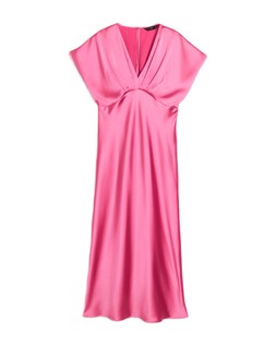 Pink Occasion V Neck Satin Dress