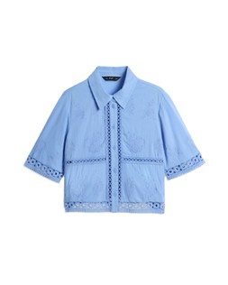 Blue Circle Lace Patchwork Shirt