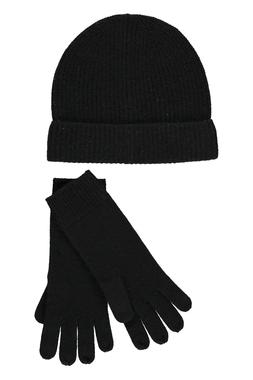 Black Cashmere Hat & Scarf Set