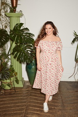 Kelly Brook in F&F Floral Bardot Dress