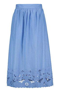 Blue Broderie Cutout Skirt