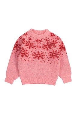 Kids Mini Me Pink Snowflake Jumper