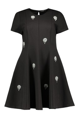 Black Jewel Embellished Mini Dress