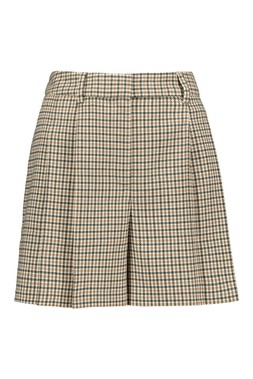 Neutral Brushed Check Pleated Short