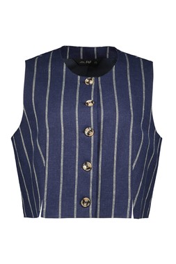 Navy Stripe Linen Waistcoat