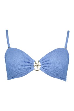 Blue Crinkle Bandeau Bikini Top