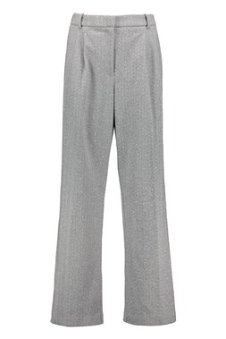 Grey Herringbone Wide Leg Trouser