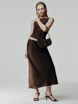 Dune London - Direction 99 GBP choc suede bag & Methodical heels 79 GBP www.dunelondon.com