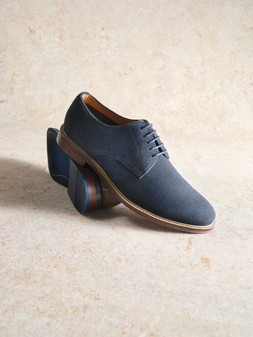 Dune London SS25 Stanley 119 GBP navy suede www.dunelondon.com