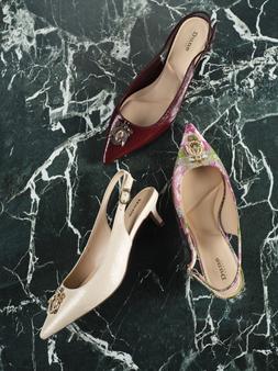 Dune London SS25 Stills Context 119 GBP ecru, burgundy, pink jaquard www.dunelondon.com