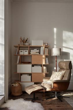 Dwell Alba shelving unit in white and white wash oak