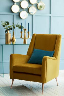 DFS Peace accent chair in mustard velvet