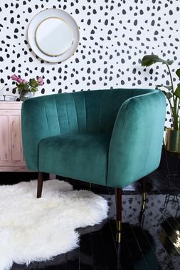 DFS The Chair Edit - Cocktail accent chair in forest green velvet