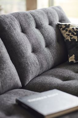 DFS Vegan Mulberry four-seater sofa in charcoal Meadow Plain fabric
