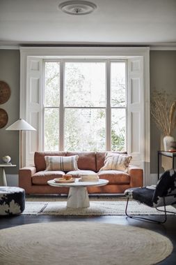 DFS Vegan Willow three-seater sofa in tan Woodland Plain leather look fabric