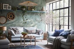French Connection Hoxton Three-Seater Sofa in Ocean Plain Hoxton fabric, exclusively at DFS