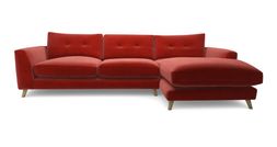Grand Designs Farnham right hand facing grand chaise sofa in terracotta velvet, available exclusively at DFS