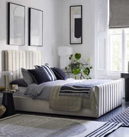 DFS Bryony King Size Ottoman Bed Frame in Cream Velvet