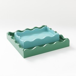 30924497 Sophie Robinson Wavy Edge Tray Set of 2 Green and Blue £18