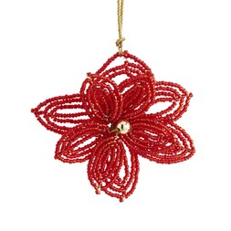 30974771 Red Beaded Poinsettia Hanging Decoration £4