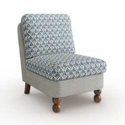 Pip Accent Chair Wood Block Stripe Blue Slate £169