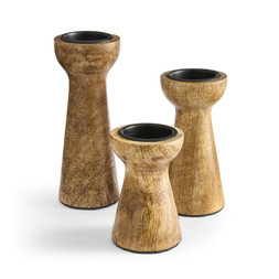 Set of 3 Mango Wood Candle Holders £15
