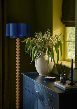 Confident Combinations Bobby paint-your-own lamp base £79 & Sophie Robinson wavy lamp shade £45