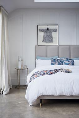 Furniture Village - Hypnos Bespoke Brilliance 5'0 Divan, &pound;949, Riley 5'0 Headboard, &pound;499, The Lounge Co. Cushions, &pound;89