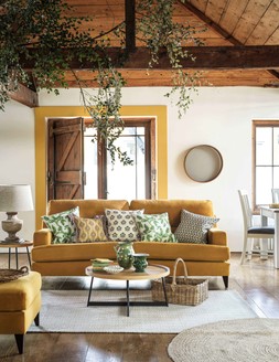 FurnitureVillage-TheLoungeCoRomilly4SeaterSofa, &pound;1595,Footstool, &pound;429,NordicOakTable, &pound;389