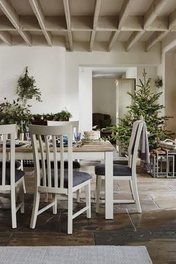 Furniture Village - Angeles Rectangular Extending Dining Table and 6 Wooden Dining Chairs, &pound;1395