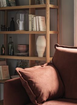 Furniture Village - Colette 3 Seater Sofa, &pound;1259, Ercol Ella Shelving Unit, &pound;1095