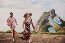 Barbour FARM Rio Wild Flower Dress RRP £299.00, Barbour FARM Rio Wild Flower Sun Hat RRP £99.95, Barbour FARM Rio Bromelia Showerproof Trench Coat RRP £449.00 Available at Barbour.com - UNDER STRICT EMBARGO UNTIL 21ST APRIL 2026
