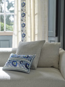 ENAMEL FLOWER COBALT CUSHION