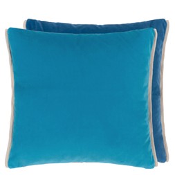 VARESE AZURE & TEAL VELVET CUSHION CCDG1473