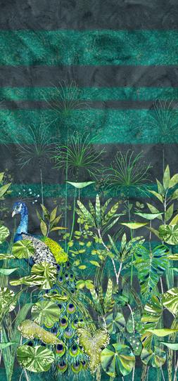 ARJUNA LEAF WITH PEACOCK - VIRIDIAN